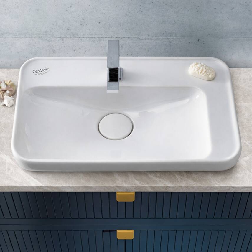 Turkuaz Cerastyle Lal Tezgâh Üstü Batarya Delikli Beyaz Lavabo 70x42 Cm 072300-u - 3