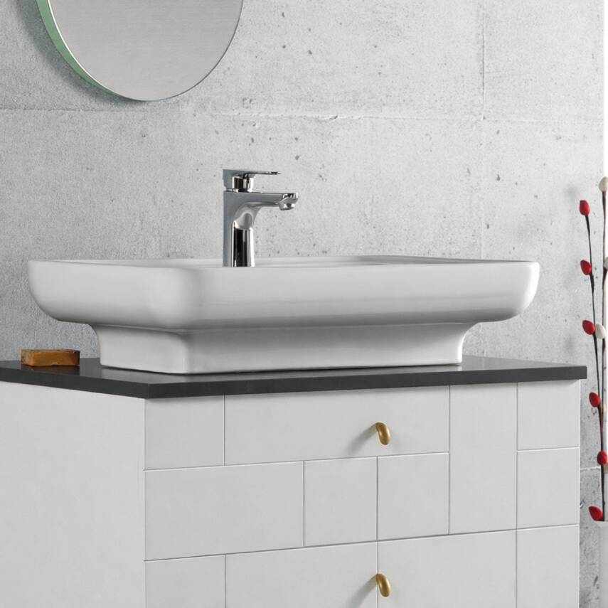 Turkuaz Cerastyle Lal Tezgâh Üstü Batarya Delikli Beyaz Lavabo 80x42 Cm 072400-u - 3