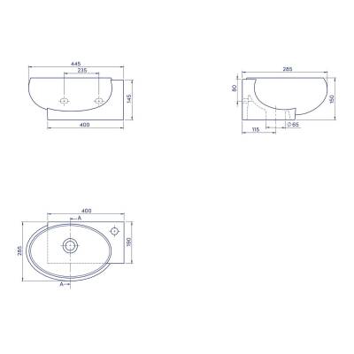 Turkuaz Cerastyle Mini Küçük Köşe Beyaz Lavabo 28x45 Cm 001300-u - 3