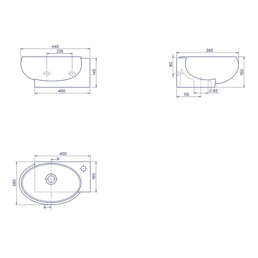 Turkuaz Cerastyle Mini Küçük Köşe Beyaz Lavabo 28x45 Cm 001300-u - 3