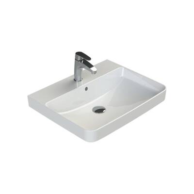 Turkuaz Cerastyle Noura Etajer Uyumlu Mini Beyaz Lavabo 60x30 Cm 079600-u