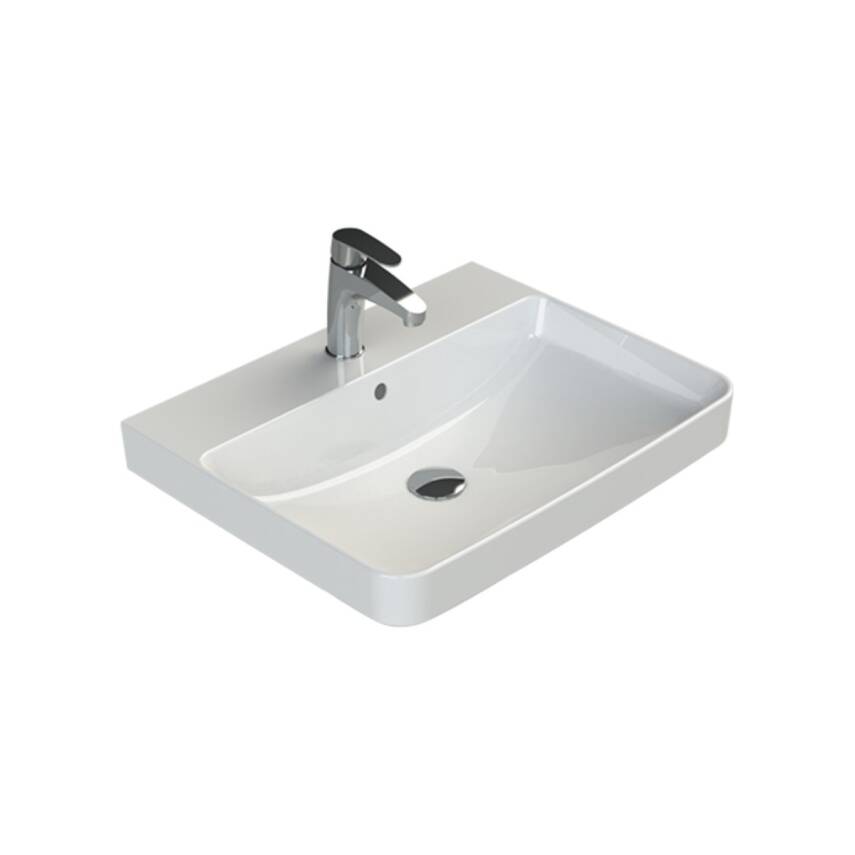 Turkuaz Cerastyle Noura Etajer Uyumlu Mini Beyaz Lavabo 60x30 Cm 079600-u - 1