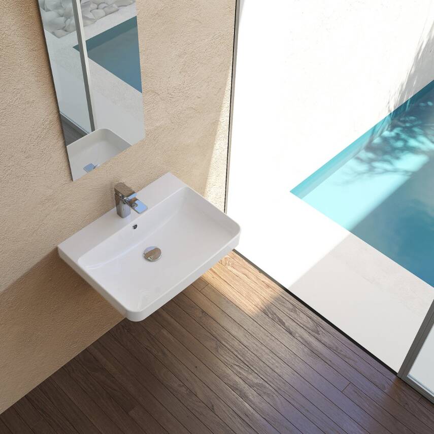 Turkuaz Cerastyle Noura Etajer Uyumlu Mini Beyaz Lavabo 60x30 Cm 079600-u - 2
