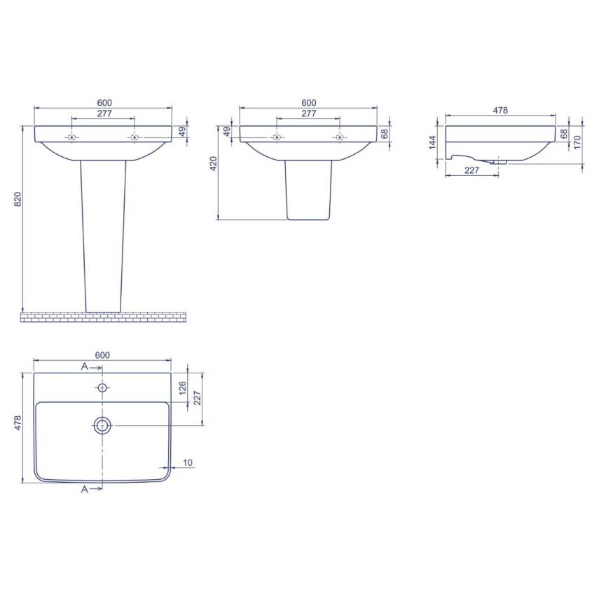 Turkuaz Cerastyle Noura Etajer Uyumlu Mini Beyaz Lavabo 60x30 Cm 079600-u - 3