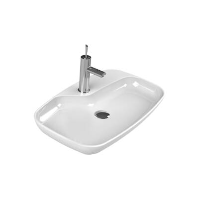 Turkuaz Cerastyle Nova Tezgâh Üstü Batarya Delikli Beyaz Lavabo 70x43 Cm 074400-u