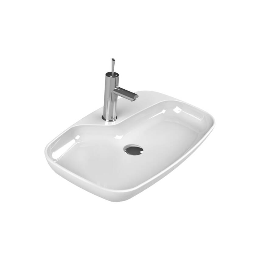 Turkuaz Cerastyle Nova Tezgâh Üstü Batarya Delikli Beyaz Lavabo 70x43 Cm 074400-u - 1