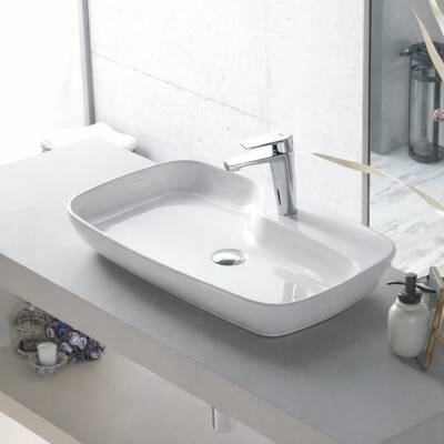 Turkuaz Cerastyle Nova Tezgâh Üstü Batarya Delikli Beyaz Lavabo 70x43 Cm 074400-u - 2