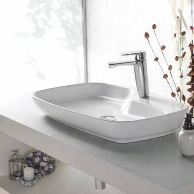 Turkuaz Cerastyle Nova Tezgâh Üstü Batarya Delikli Beyaz Lavabo 70x43 Cm 074400-u - 3