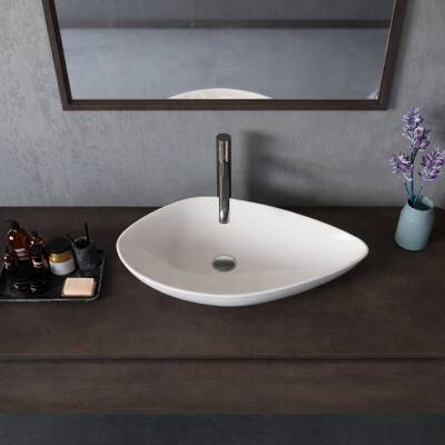 Turkuaz Cerastyle Olive Tezgâh Üstü Batarya Deliksiz Beyaz Lavabo 75x38 Cm 71300 - 3