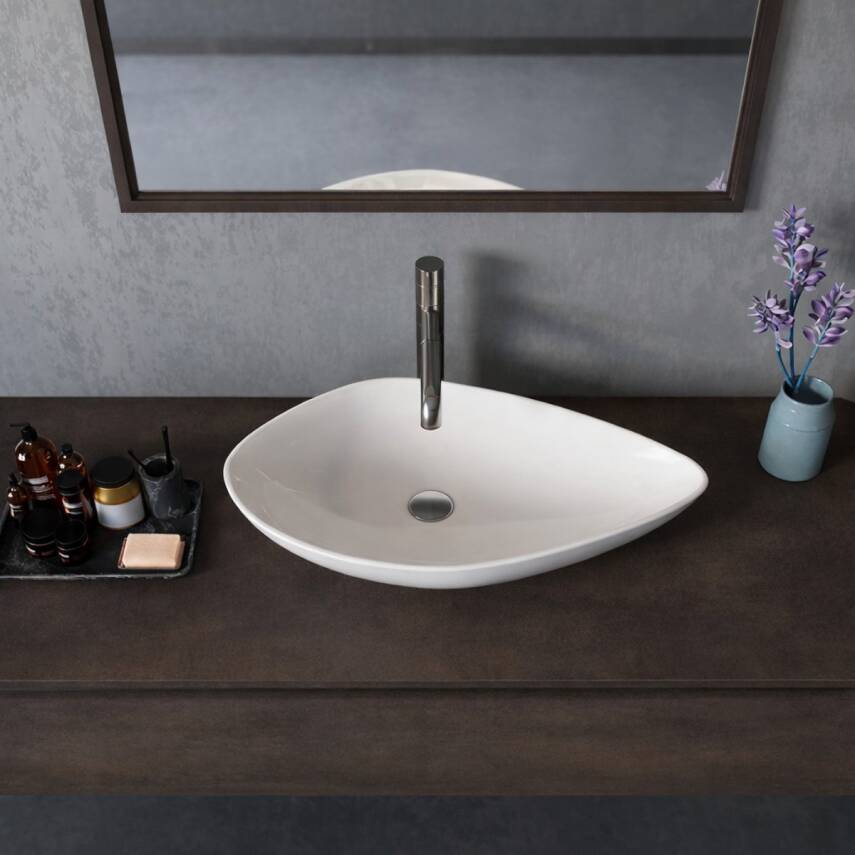 Turkuaz Cerastyle Olive Tezgâh Üstü Batarya Deliksiz Beyaz Lavabo 75x38 Cm 71300 - 3