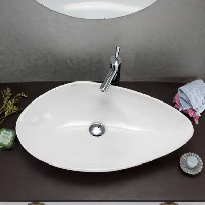 Turkuaz Cerastyle Olive Tezgâh Üstü Batarya Deliksiz Beyaz Lavabo 75x38 Cm 71300 - 4