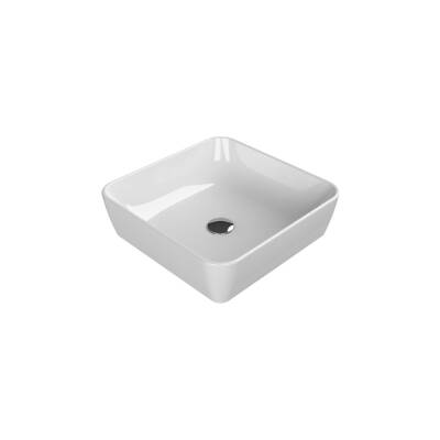 Turkuaz Cerastyle One Kare Tezgâh Üstü Batarya Deliksiz Beyaz Lavabo 46x46 Cm 76000