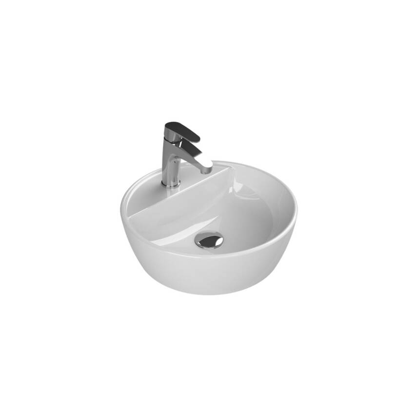 Turkuaz Cerastyle One Tezgâh Üstü Batarya Delikli Beyaz Lavabo 42x42 Cm 076400-u - 1