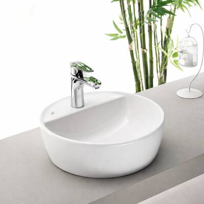 Turkuaz Cerastyle One Tezgâh Üstü Batarya Delikli Beyaz Lavabo 42x42 Cm 076400-u - 2