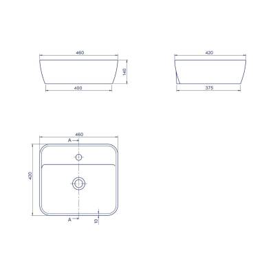 Turkuaz Cerastyle One Tezgâh Üstü Batarya Delikli Beyaz Lavabo 46x42 Cm 076300-u - 3