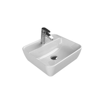 Turkuaz Cerastyle One Tezgâh Üstü Batarya Delikli Beyaz Lavabo 55x45 Cm 076700-u