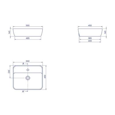 Turkuaz Cerastyle One Tezgâh Üstü Batarya Delikli Beyaz Lavabo 55x45 Cm 076700-u - 3