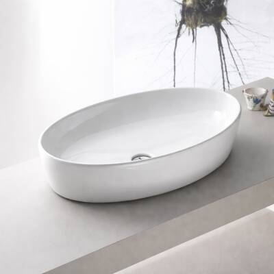 Turkuaz Cerastyle One Tezgâh Üstü Batarya Deliksiz Çanak Beyaz Lavabo 67x42 Cm 76200 - 2