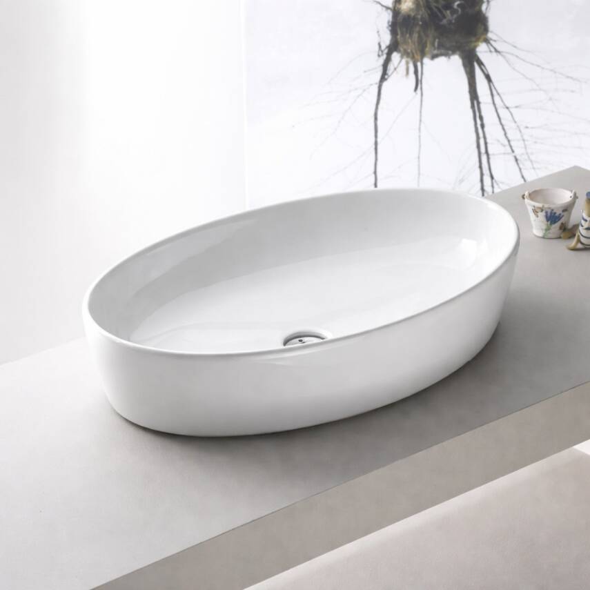 Turkuaz Cerastyle One Tezgâh Üstü Batarya Deliksiz Çanak Beyaz Lavabo 67x42 Cm 76200 - 2