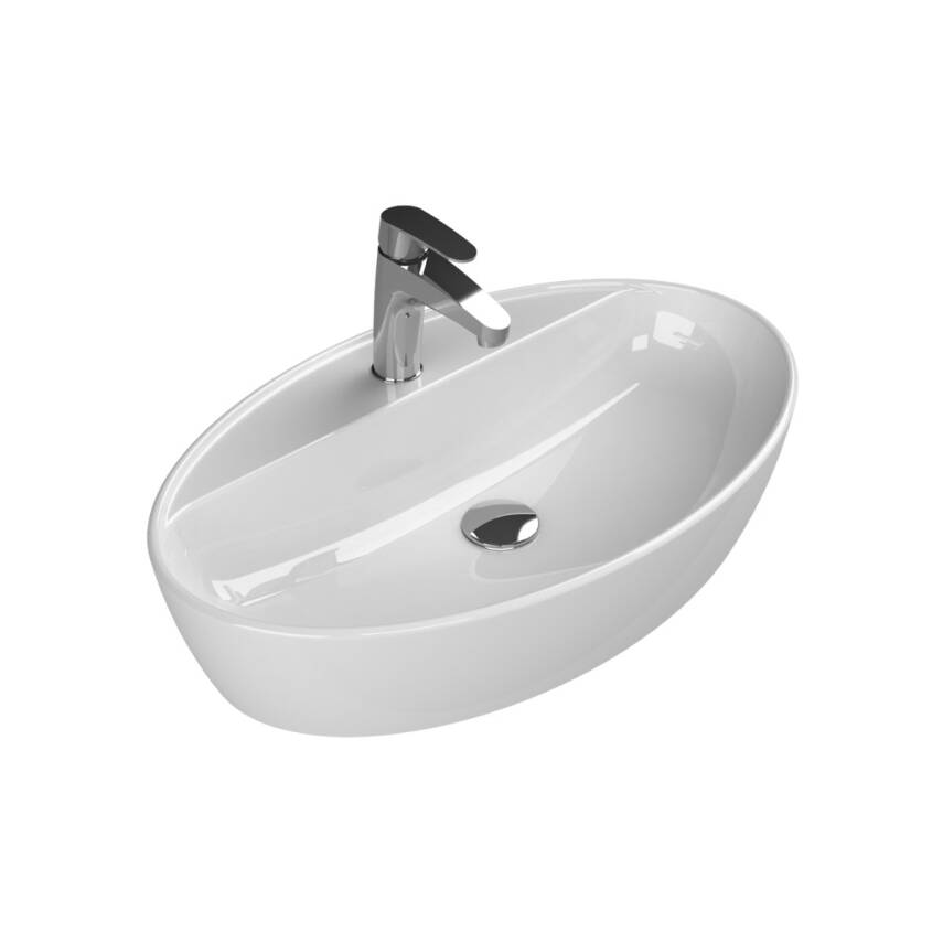 Turkuaz Cerastyle One Tezgâh Üstü Beyaz Lavabo Batarya Delikli 67x42 Cm 076500-u - 1