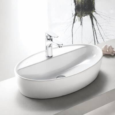 Turkuaz Cerastyle One Tezgâh Üstü Beyaz Lavabo Batarya Delikli 67x42 Cm 076500-u - 2