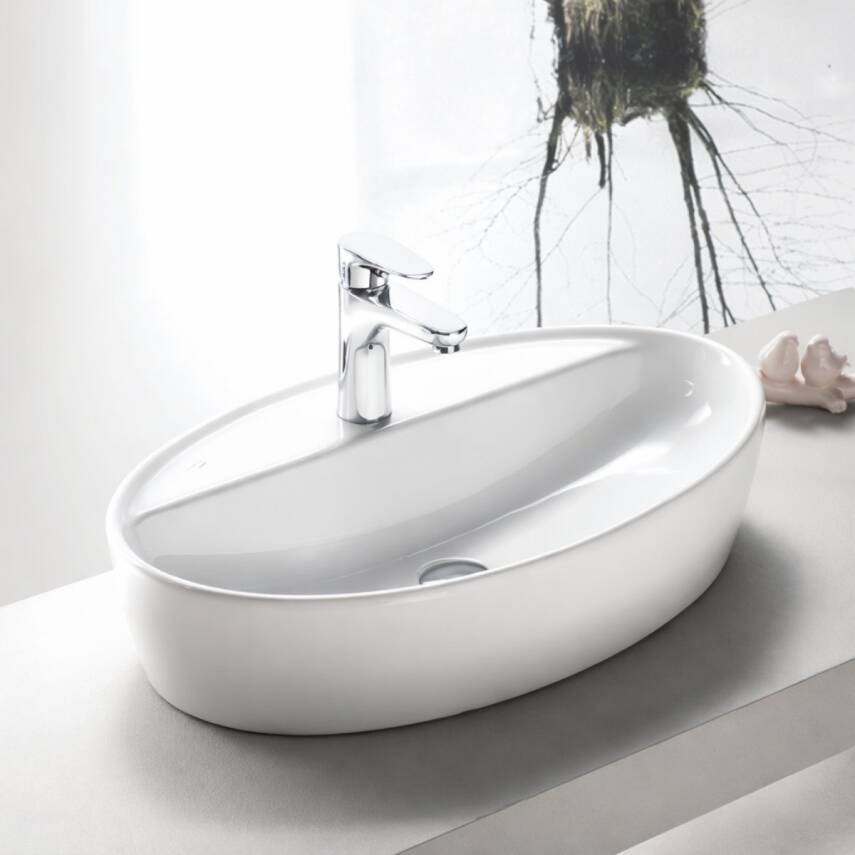 Turkuaz Cerastyle One Tezgâh Üstü Beyaz Lavabo Batarya Delikli 67x42 Cm 076500-u - 2