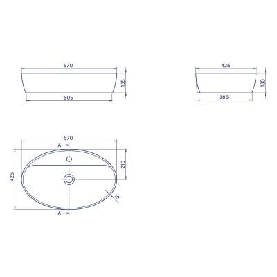 Turkuaz Cerastyle One Tezgâh Üstü Beyaz Lavabo Batarya Delikli 67x42 Cm 076500-u - 3