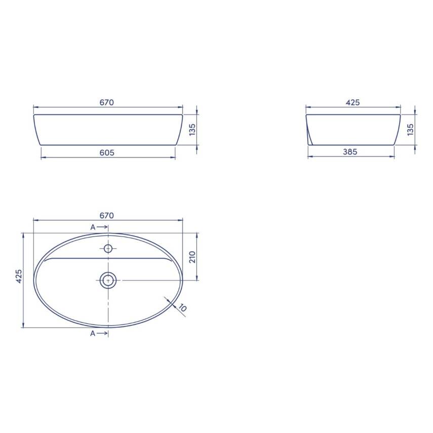 Turkuaz Cerastyle One Tezgâh Üstü Beyaz Lavabo Batarya Delikli 67x42 Cm 076500-u - 3