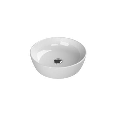Turkuaz Cerastyle One Yuvarlak Tezgâh Üstü Batarya Deliksiz Beyaz Lavabo 46x46 Cm 76100