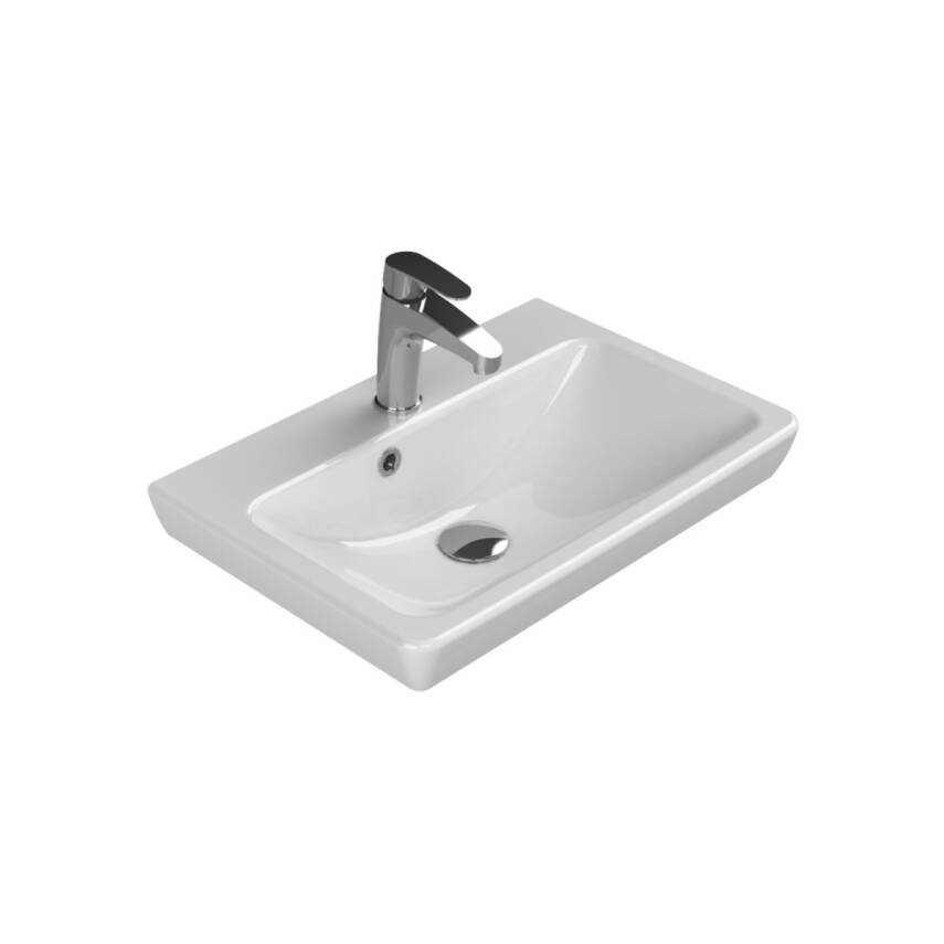 Turkuaz Cerastyle Porto Etajer Uyumlu Beyaz Lavabo 55x38 Cm 068000-u - 1