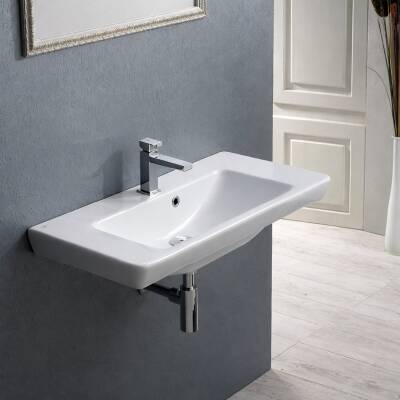 Turkuaz Cerastyle Porto Etajer Uyumlu Beyaz Lavabo 55x38 Cm 068000-u - 3