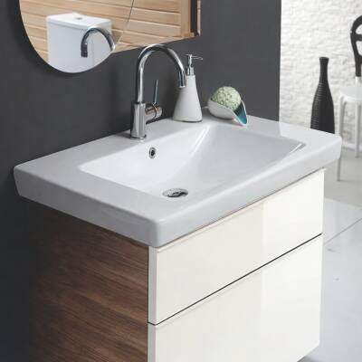 Turkuaz Cerastyle Porto Etajer Uyumlu Beyaz Lavabo 55x38 Cm 068000-u - 4