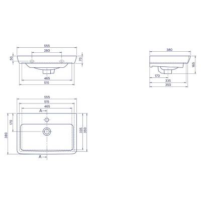 Turkuaz Cerastyle Porto Etajer Uyumlu Beyaz Lavabo 55x38 Cm 068000-u - 5
