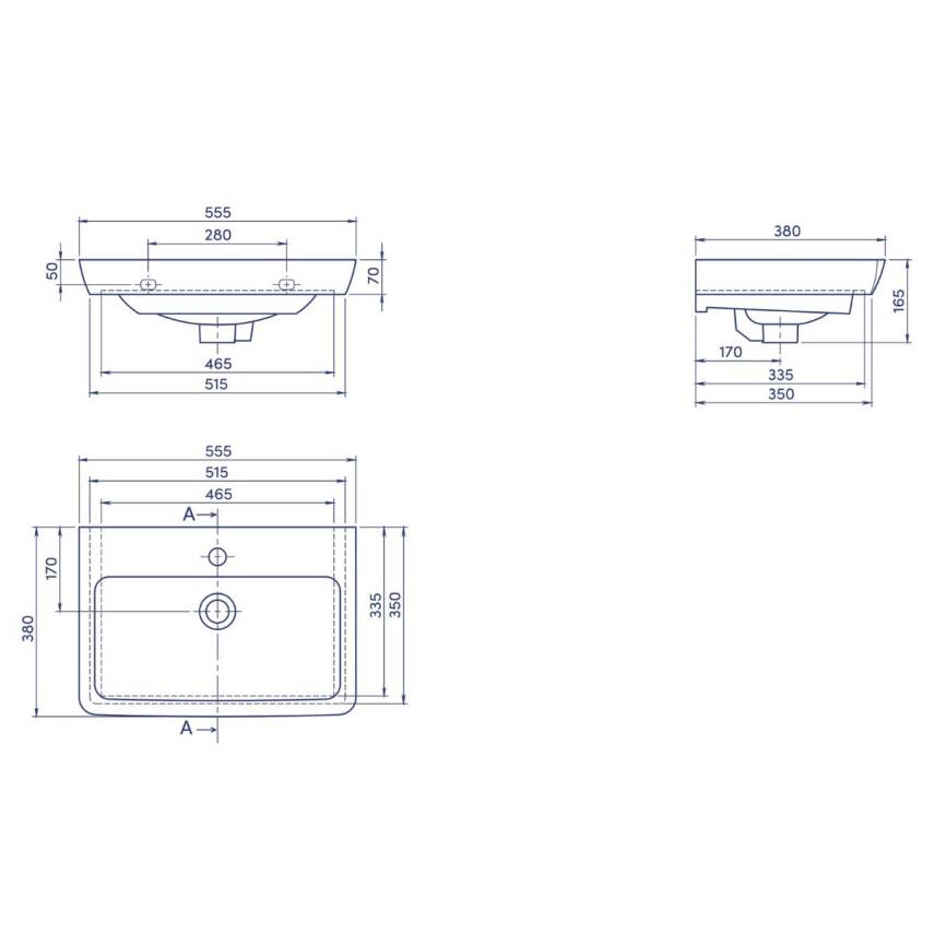 Turkuaz Cerastyle Porto Etajer Uyumlu Beyaz Lavabo 55x38 Cm 068000-u - 5