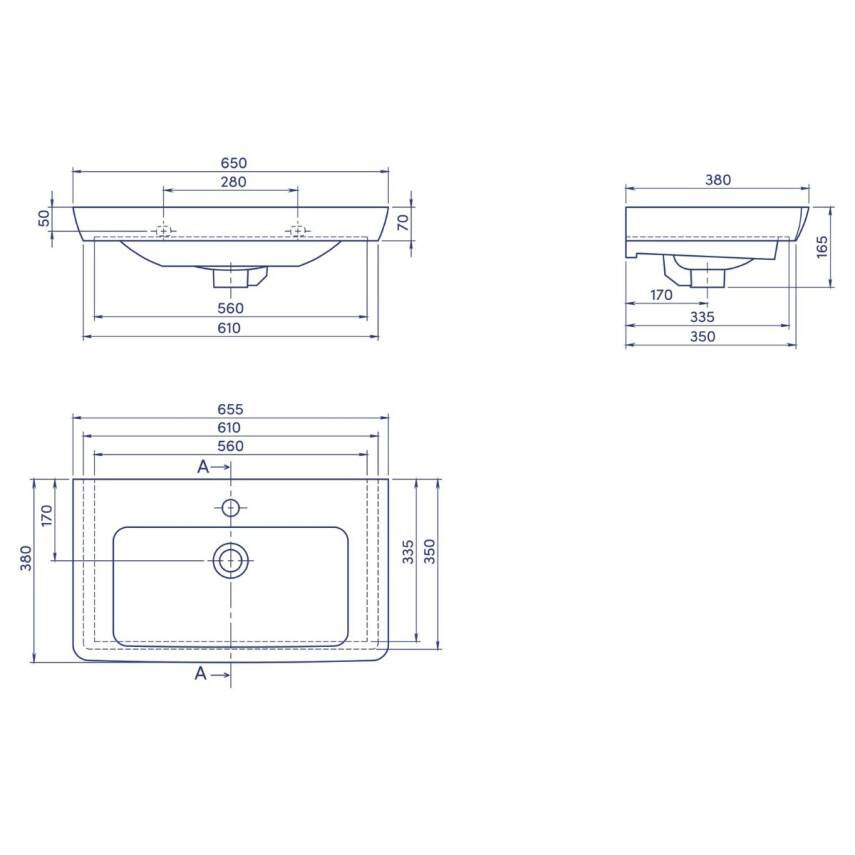 Turkuaz Cerastyle Porto Etajer Uyumlu Beyaz Lavabo 65x38 Cm 068100-u - 4