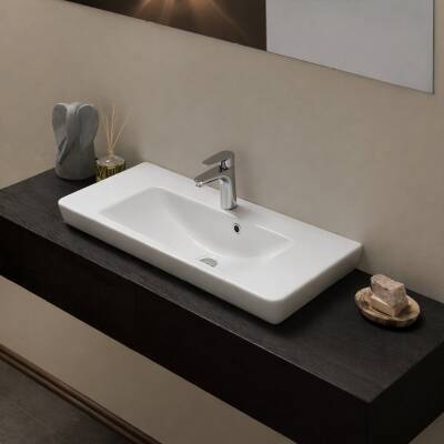 Turkuaz Cerastyle Porto Etajer Uyumlu Beyaz Lavabo 85x38 Cm 068200-u - 2