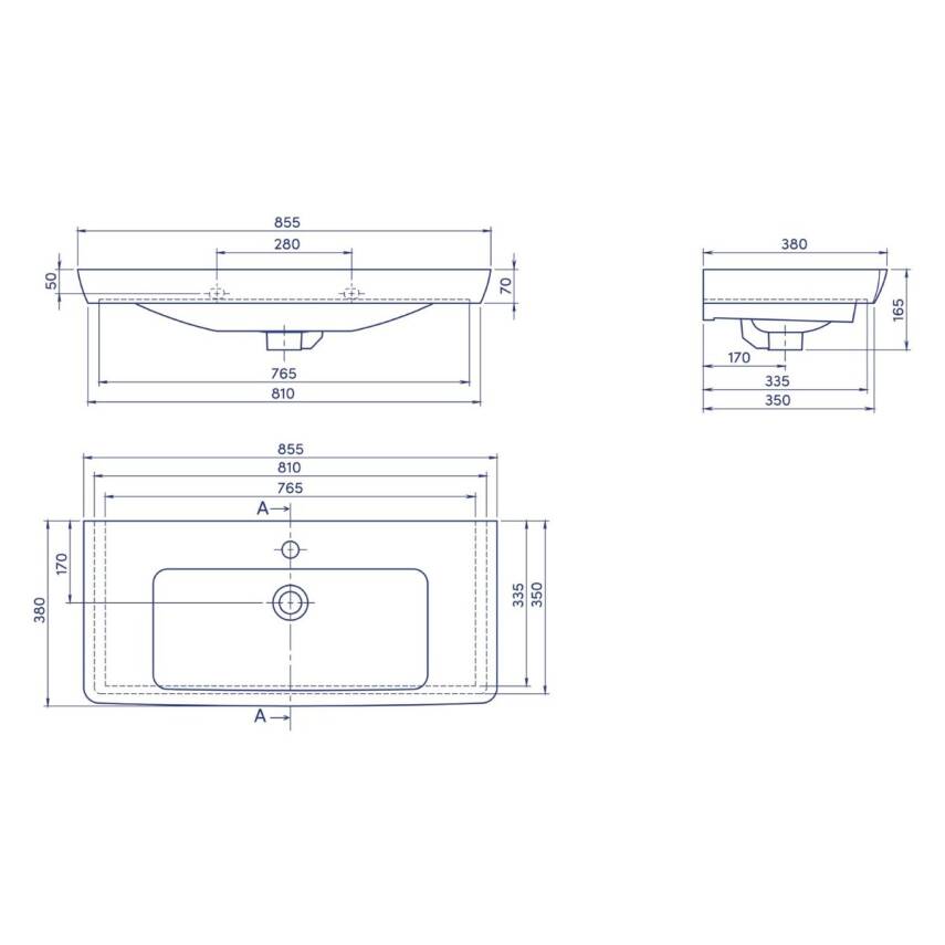 Turkuaz Cerastyle Porto Etajer Uyumlu Beyaz Lavabo 85x38 Cm 068200-u - 4
