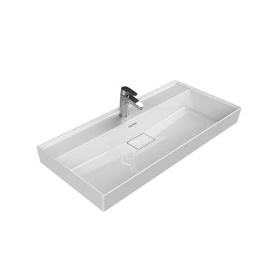 Turkuaz Cerastyle Sharp Etajer Uyumlu Beyaz Lavabo 100x48 Cm 037500-u