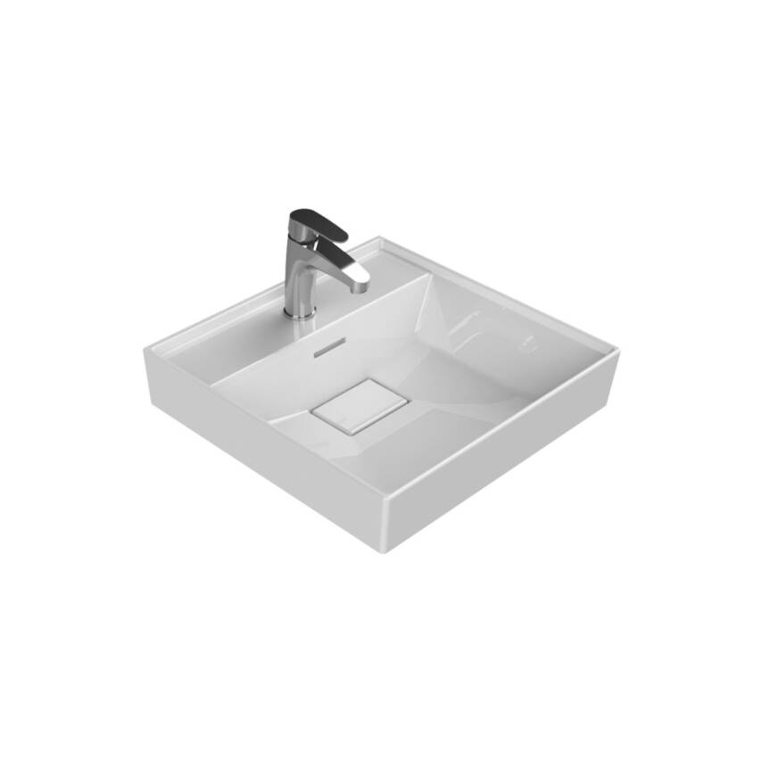Turkuaz Cerastyle Sharp Etajer Uyumlu Beyaz Lavabo 48x48 Cm 037000-u - 1