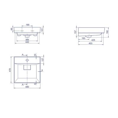 Turkuaz Cerastyle Sharp Etajer Uyumlu Beyaz Lavabo 48x48 Cm 037000-u - 3