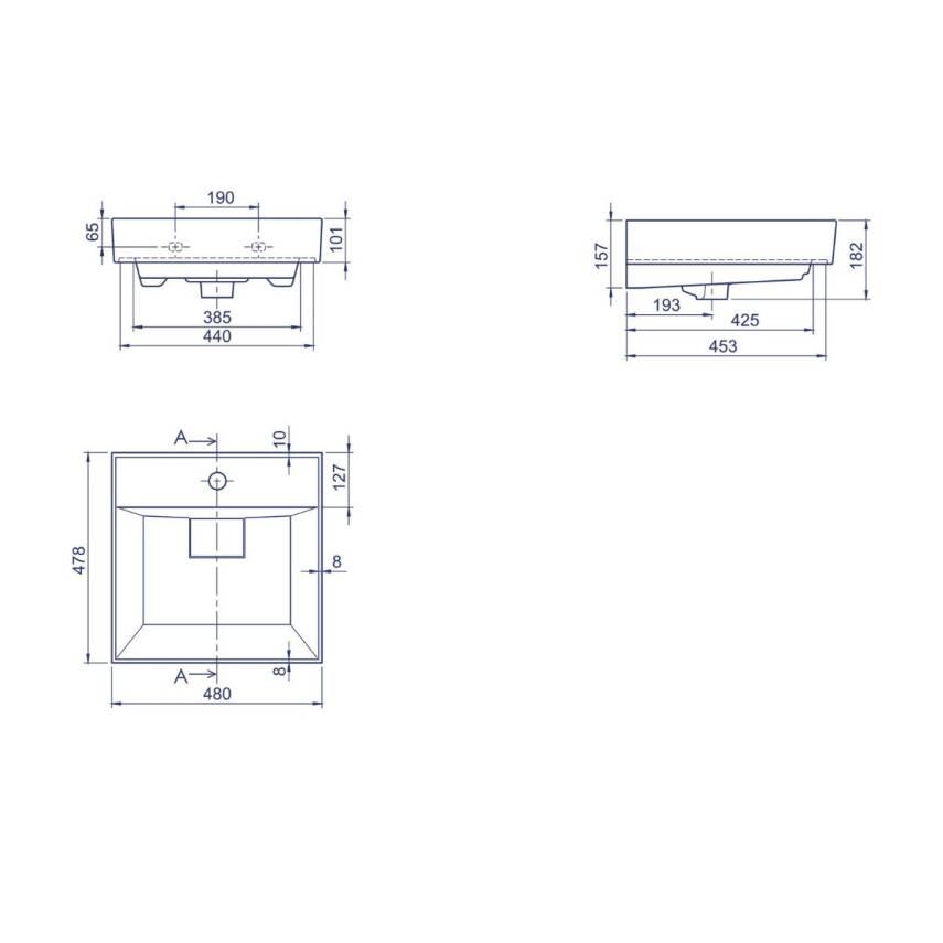 Turkuaz Cerastyle Sharp Etajer Uyumlu Beyaz Lavabo 48x48 Cm 037000-u - 3