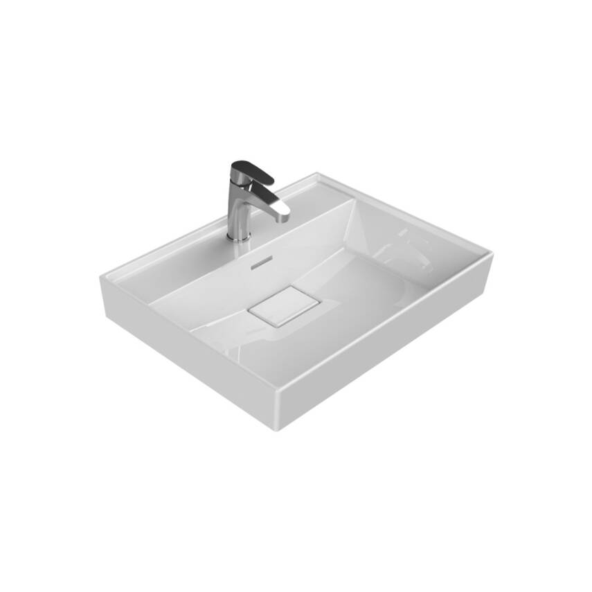 Turkuaz Cerastyle Sharp Etajer Uyumlu Beyaz Lavabo 60x48 Cm 037100-u - 1