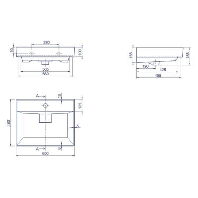 Turkuaz Cerastyle Sharp Etajer Uyumlu Beyaz Lavabo 60x48 Cm 037100-u - 5