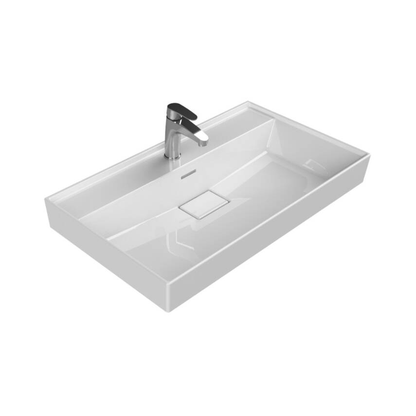 Turkuaz Cerastyle Sharp Etajer Uyumlu Beyaz Lavabo 80x48 Cm 037300-u - 1