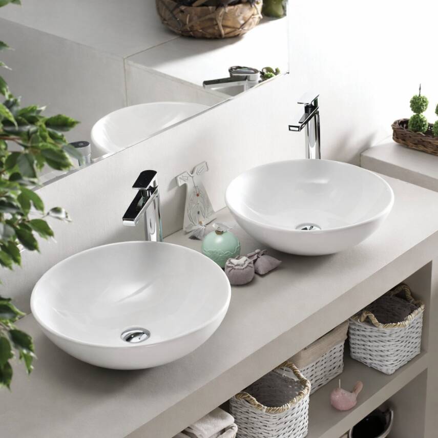 Turkuaz Cerastyle Zero Tezgâh Üstü Batarya Deliksiz Beyaz Lavabo 46x46 Cm 71600 - 2
