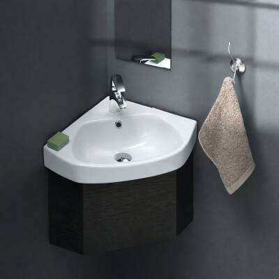 Turkuaz Cerasytyle Arda Köşe Mini Batarya Delikli Beyaz Lavabo 46x46 Cm 001900-u - 2