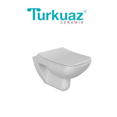 Turkuaz Duru Kanallı Beyaz Asma Klozet SET003013, Turkuaz Duru Yavaş Kapak