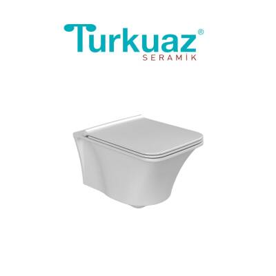 Turkuaz İbiza Kanalsız Beyaz Asma Klozet SET001002, Turkuaz İbiza Duroplast Yavaş Kapak