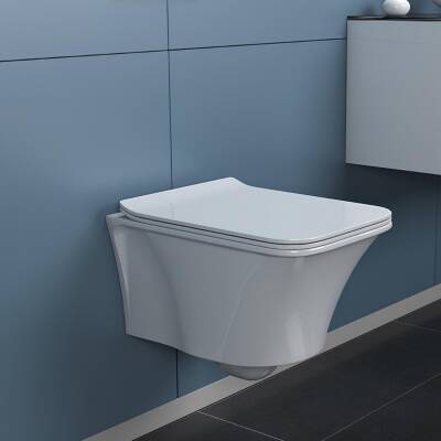 Turkuaz İbiza Kanalsız Beyaz Asma Klozet SET001002, Turkuaz İbiza Duroplast Yavaş Kapak - 2