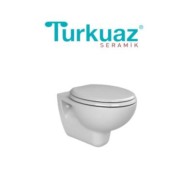Turkuaz Lila Kanallı Beyaz Asma Klozet SET018007, Turkuaz Lila Yavaş Kapak